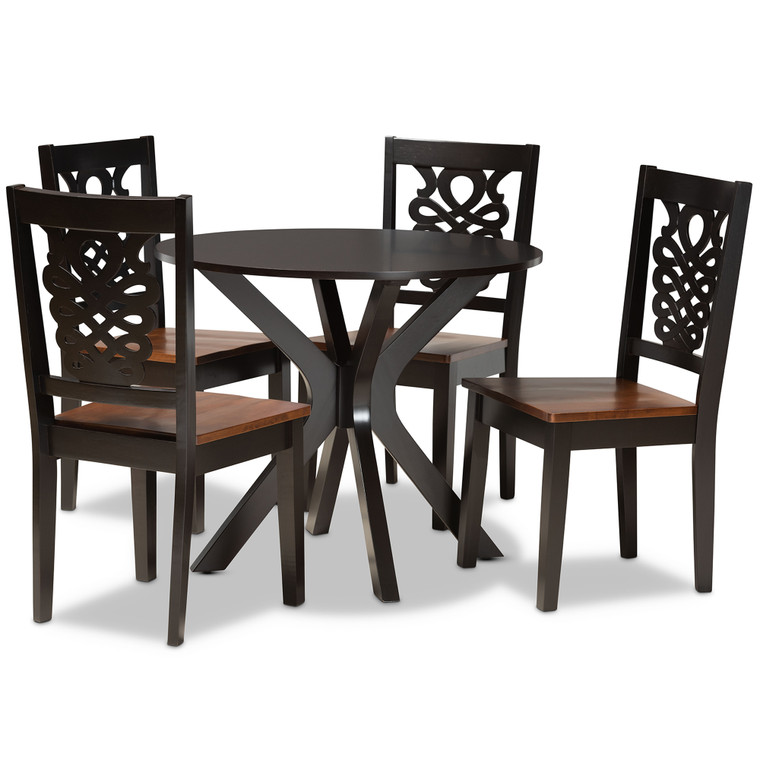 Walnut Todern and Contemporary Transitional Two-Tone 5-Piece Dining Set | Stellan Brown/Walnut Brown