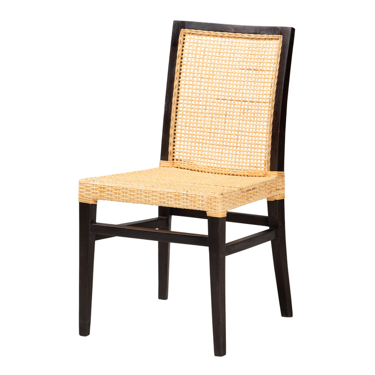 Jana Modern Bohemian Mahogany Wood Rattan Dining Chair | Stellan Brown/Natural Brown