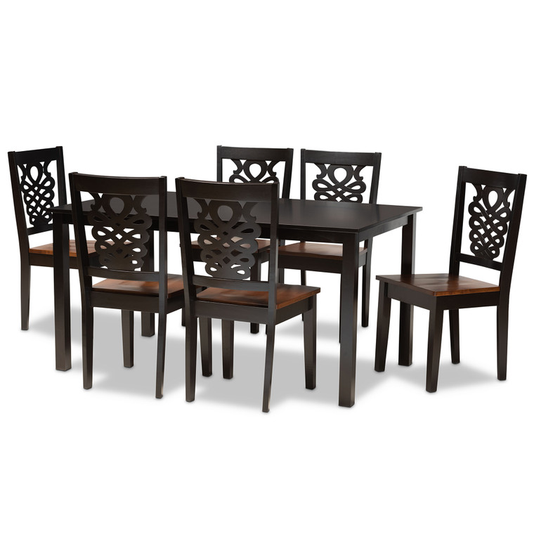 Sailu Todern and Contemporary Two-Tone 7-Piece Dining Set | Stellan Brown/Walnut Brown