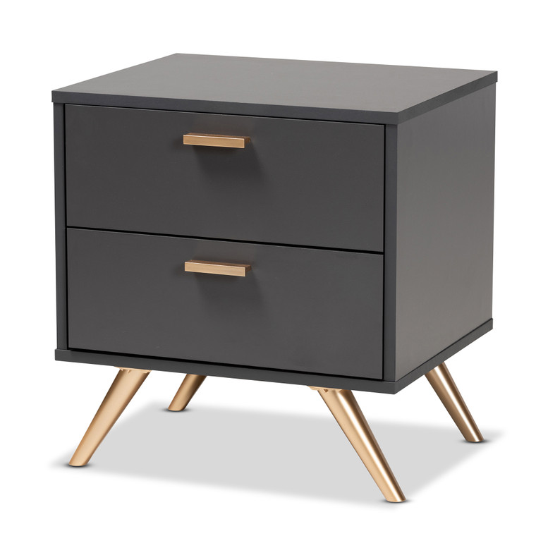 Jorah Modern and Contemporary Nightstand | Stellan Grey/Gold