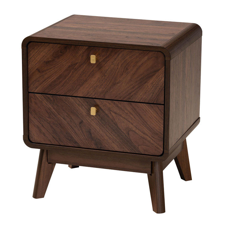 Clarkell Mid-Century Transitional Nightstand | Walnut Brown