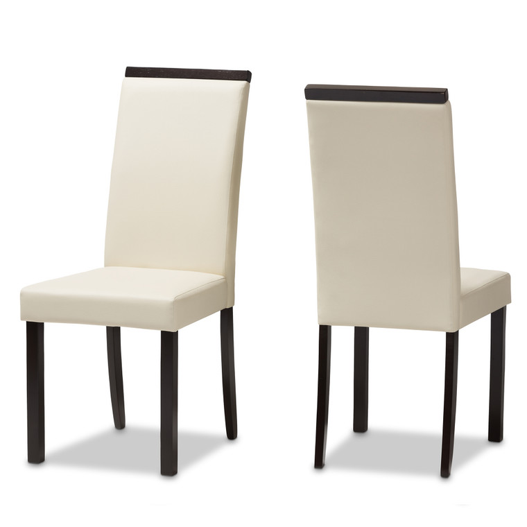 Neyvada Todern and Contemporary Faux Leather Upholstered Dining Chair | Set of 2 | Cream