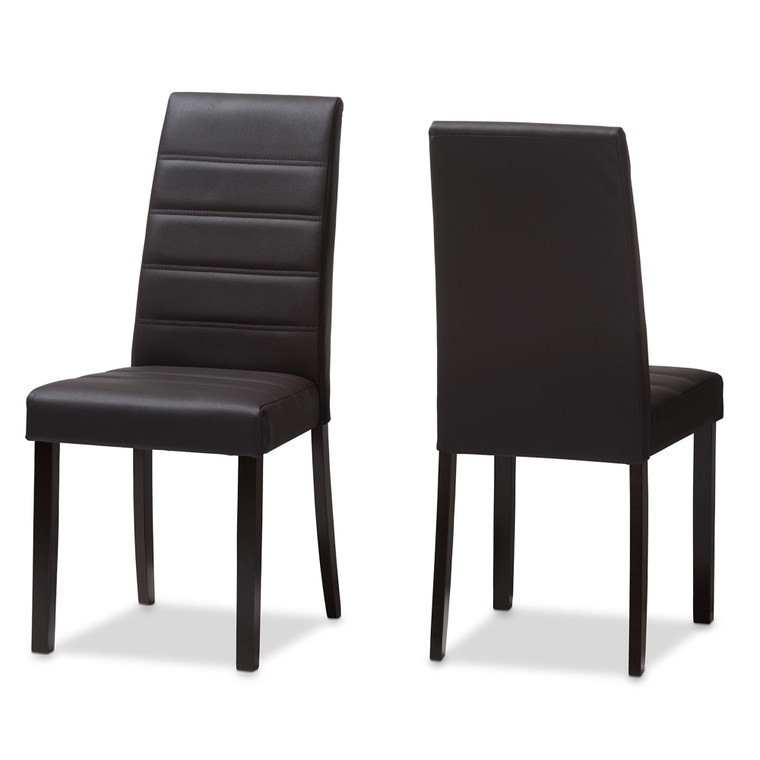 Ellerol Todern and Contemporary Faux Leather Upholstered Dining Chair | Set of 2 | Stellan Brown