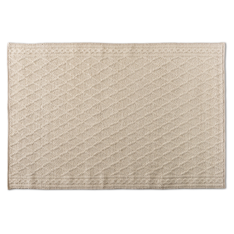 Hibadam Modern and Contemporary Handwoven Wool Area Rug | Ivory