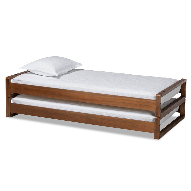 Klar Modern and Contemporary Wood Expandable Twin to Bed Frame | Walnut