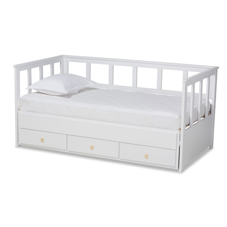 Callista Modern and Contemporary Expandable Twin to Daybed with Storage Drawers | White