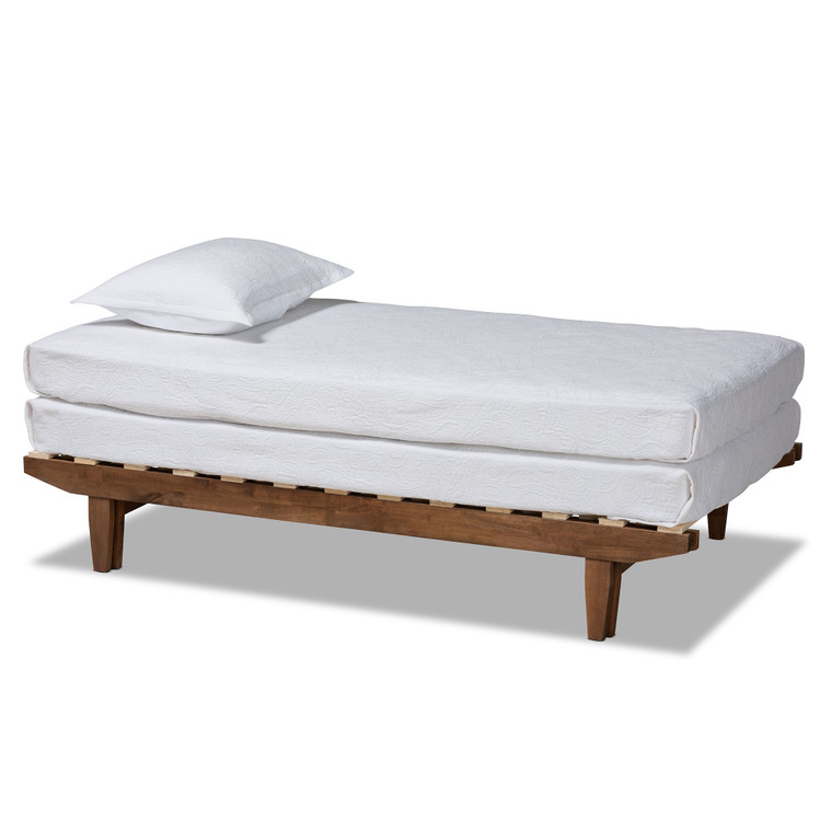 Luca Modern and Contemporary Wood Expandable Twin to Bed Frame | Walnut
