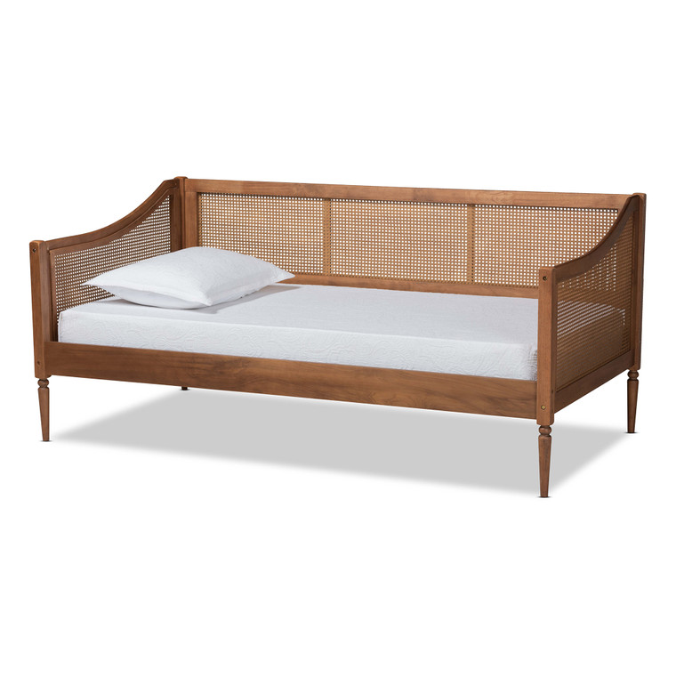 Gerdy Tid-Century Todern and Synthetic Rattan Daybed | Walnut Brown