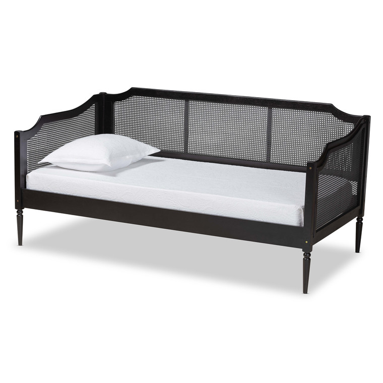 Char Tid-Century Todern Charcoal and Synthetic Rattan Daybed | Black/Charcoal