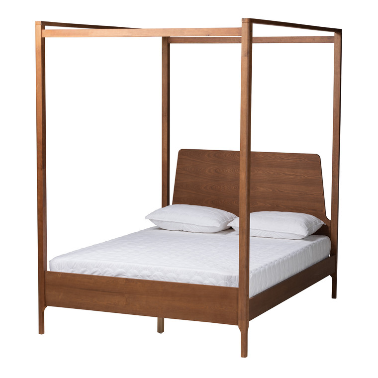 Anrom Classic and Traditional Canopy Bed | Ash Walnut