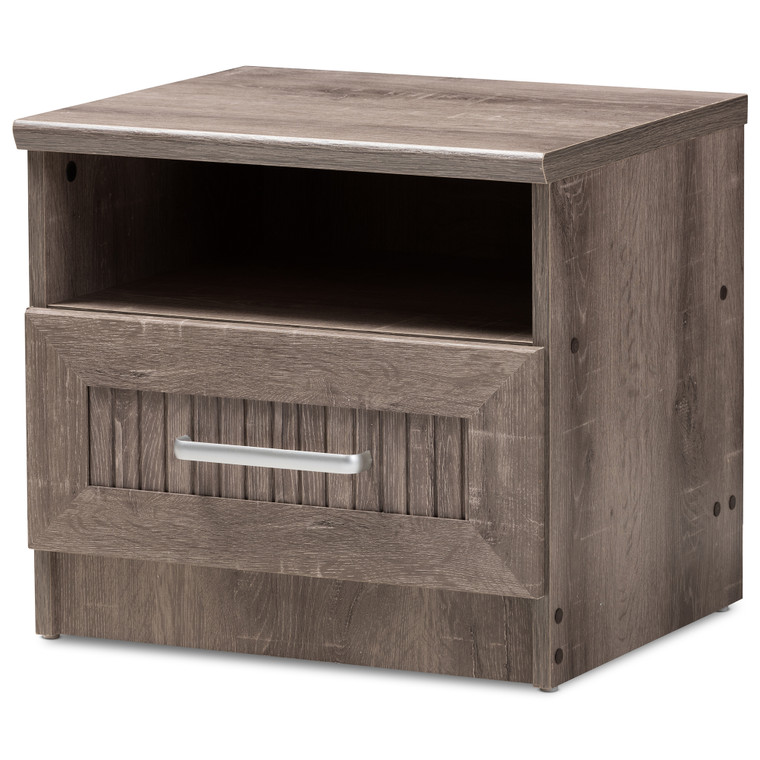 Sloan Todern and Contemporary 1-Drawer Nightstand | Oak Brown