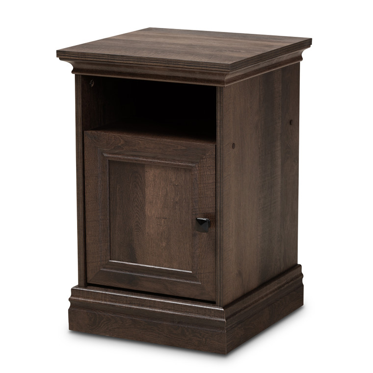 Nola Traditional Transitional Hazen Finished 1-Door Wood Nightstand | Brown/Black