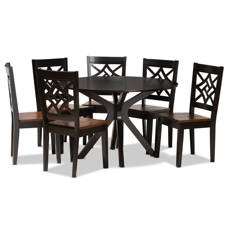 Tiela Todern and Contemporary Two-Tone 7-Piece Dining Set | Stellan Brown/Walnut Brown