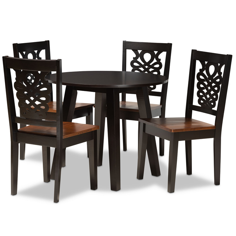 Tina Todern and Contemporary Transitional Two-Tone 5-Piece Dining Set | Stellan Brown/Walnut Brown