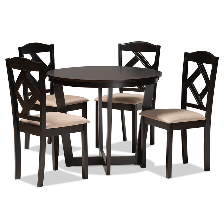 Torigan Fabric Upholstered 5-Piece Dining Set | Sand/Stellan Brown