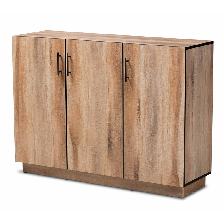 Tonpat Todern and Contemporary Wood 3-Door Dining Room Sideboard Buffet | Natural Oak