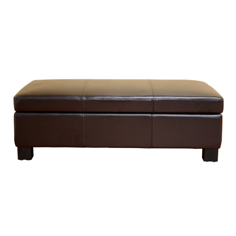 Tyler Leather Storage Ottoman  | Stellan Brown