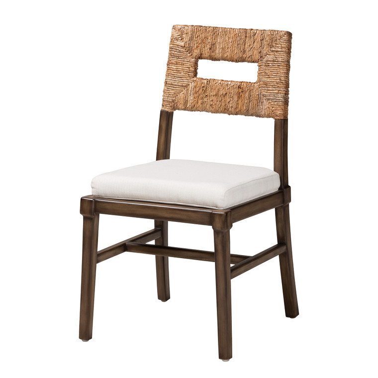 Shaport Modern Bohemian Finished Mahogany Wood Rattan Dining Chair | White/Natural Brown/Walnut Brown