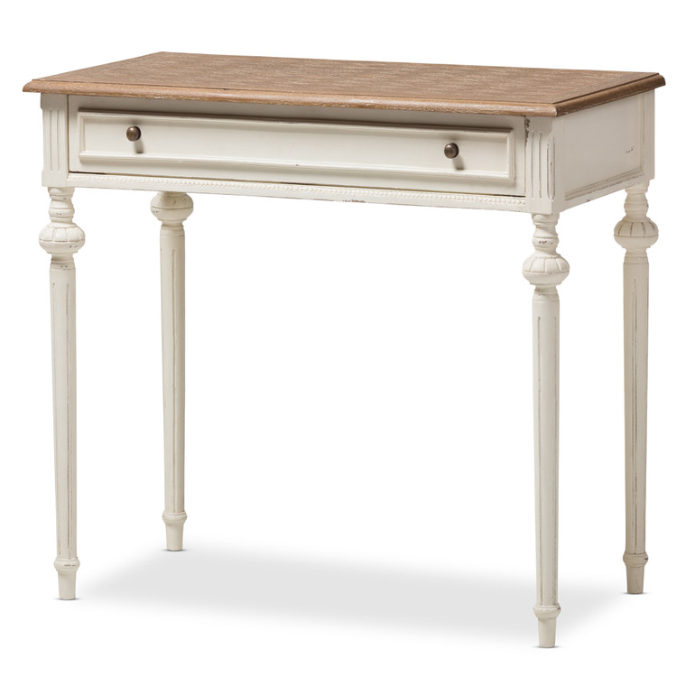 Quarrie French Provincial Weathered Oak and Whitewash Writing Desk | White/Natural