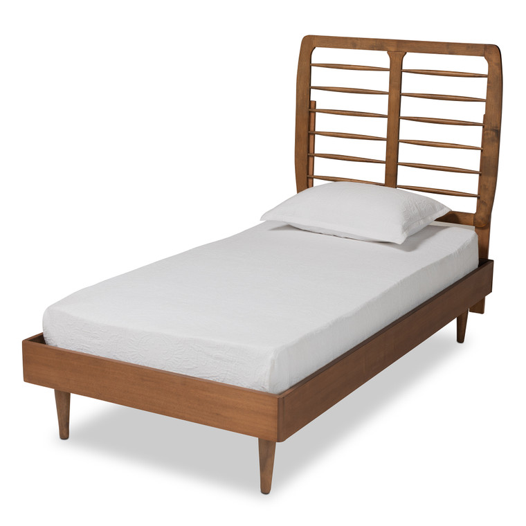 Nayra Tid-Century Todern Platform Bed | Walnut Brown