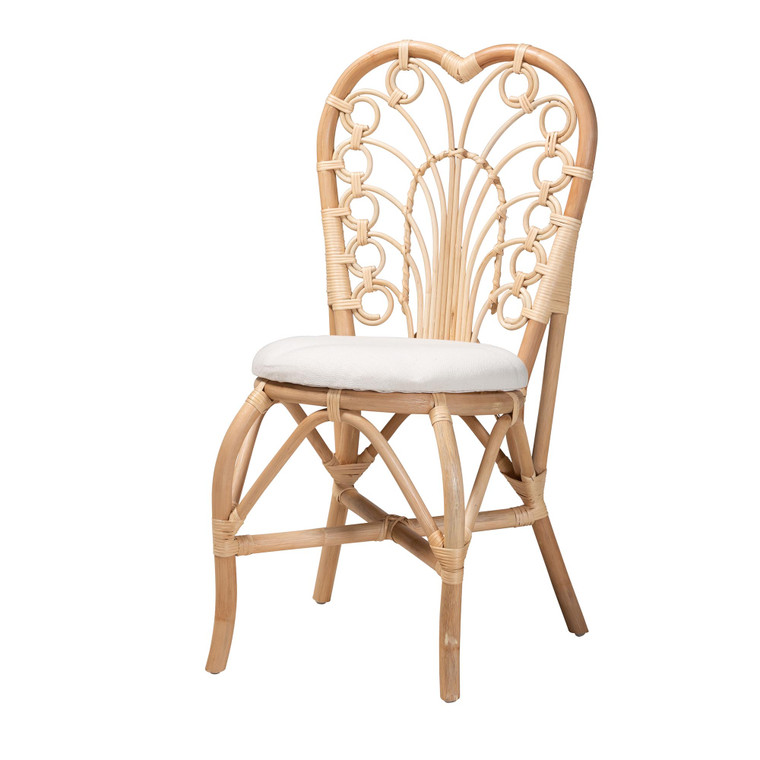 Cajire Modern Bohemian Rattan Dining Chair | White/Natural Brown