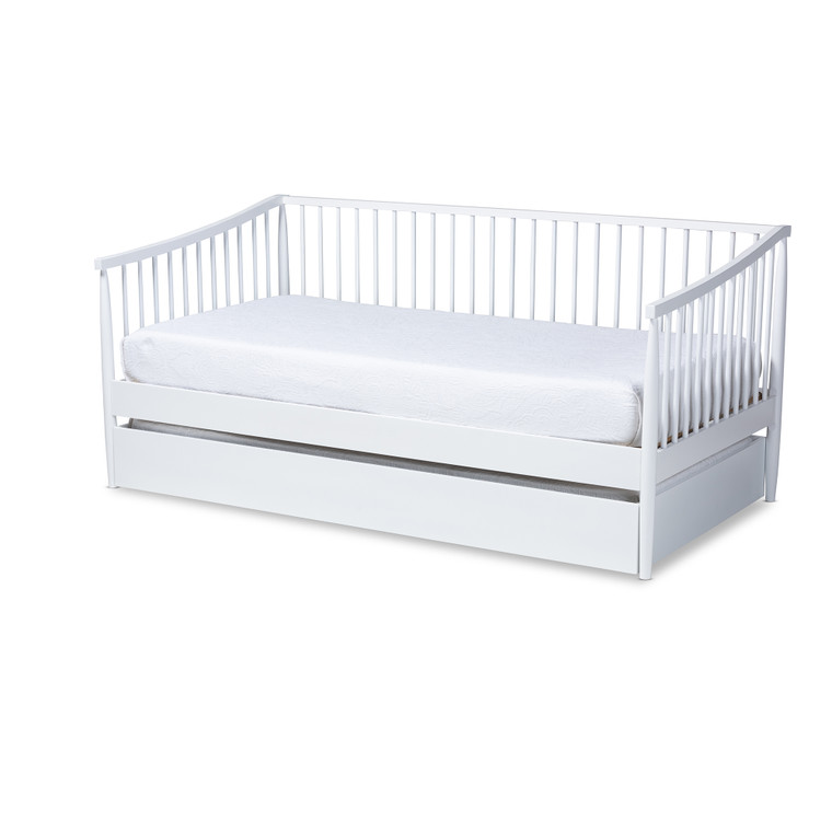 Taren Classic and Traditional Spindle Daybed with Trundle | White