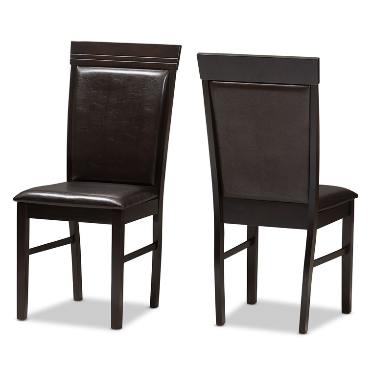 Aeth Todern and Contemporary Faux Leather Upholstered Dining Chair | Set of 2 | Stellan Brown