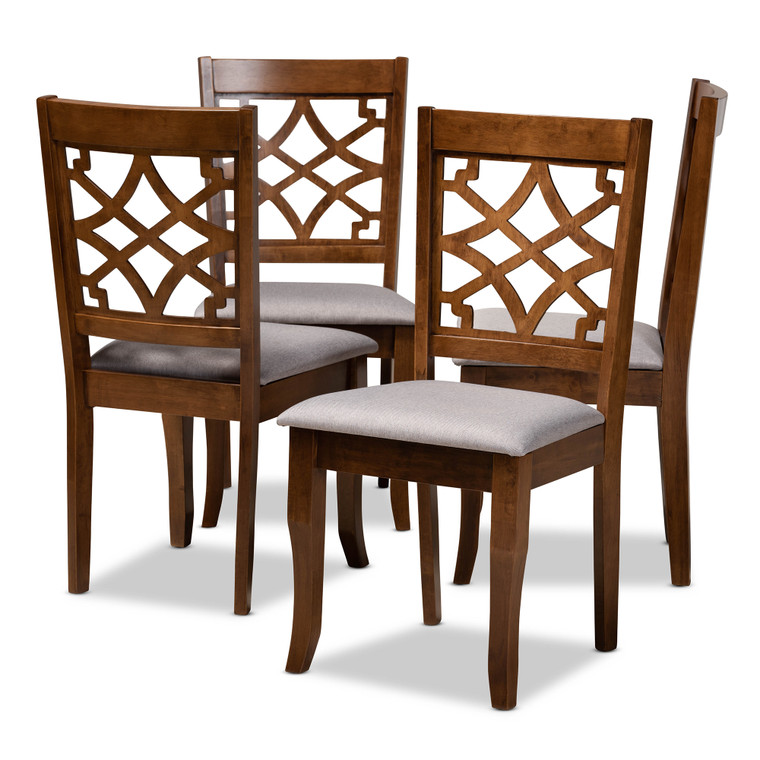 Alem Todern and Contemporary Fabric Upholstered 4-Piece Dining Chair Set | Grey/Walnut