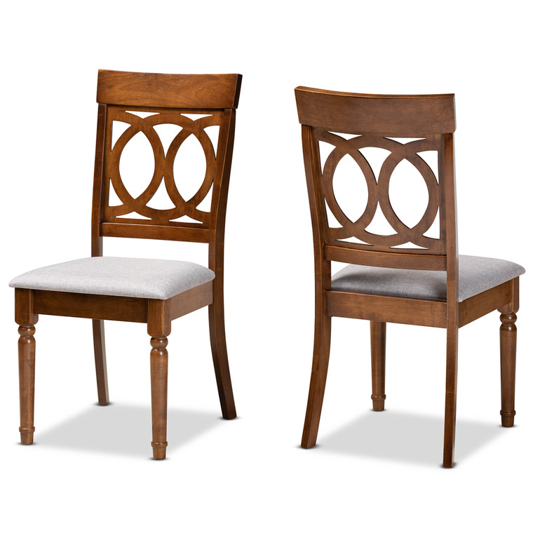 Eicul Todern and Contemporary Fabric Upholstered 2-Piece Dining Chair Set | Grey/Walnut Brown