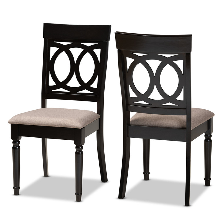 Eicul Todern and Contemporary Fabric Upholstered and 2-Piece Dining Chair Set Set | Sand/Stellan Brown