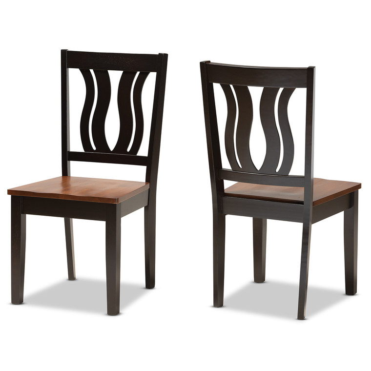 Noah Todern and Contemporary Transitional Two-Tone 2-Piece Dining Chair Set | Stellan Brown/Walnut Brown
