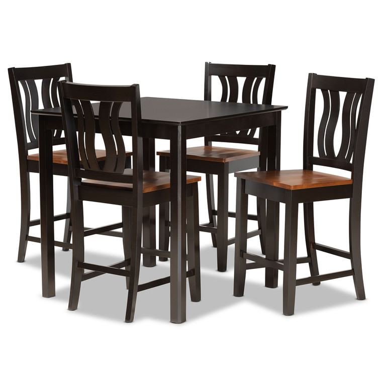 Noah Todern and Contemporary Transitional Two-Tone 5-Piece Pub Set | Stellan Brown/Walnut Brown