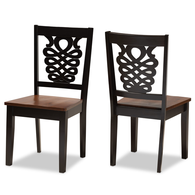 Vaisger Todern and Contemporary Transitional Two-Tone 2-Piece Dining Chair Set | Stellan Brown/Walnut Brown