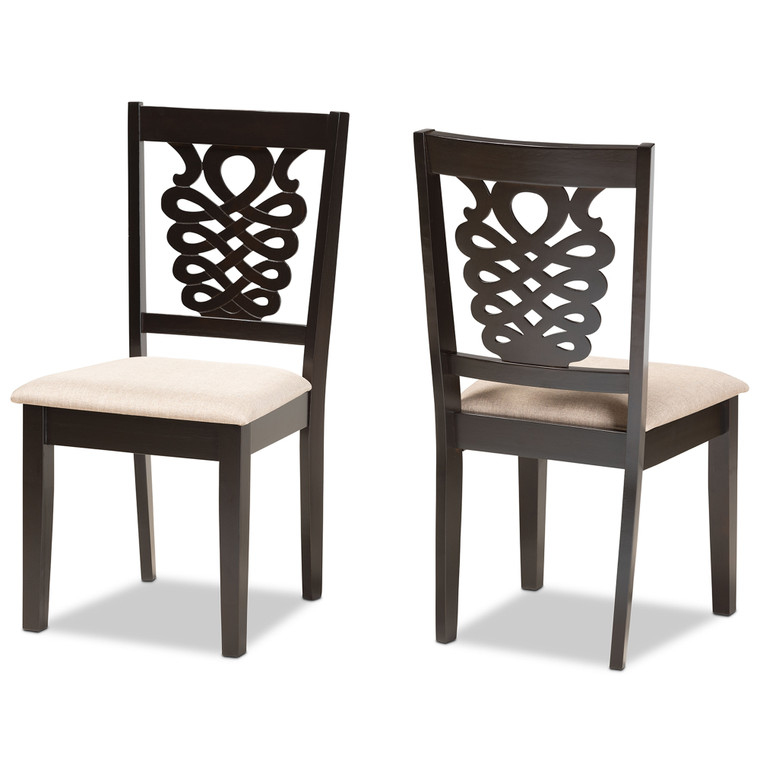 Vaisger Todern and Contemporary Fabric Upholstered 2-Piece Dining Chair Set | Sand/Stellan Brown
