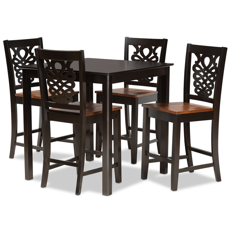 Vaisger Todern and Contemporary Transitional Two-Tone 5-Piece Pub Set | Stellan Brown/Walnut Brown