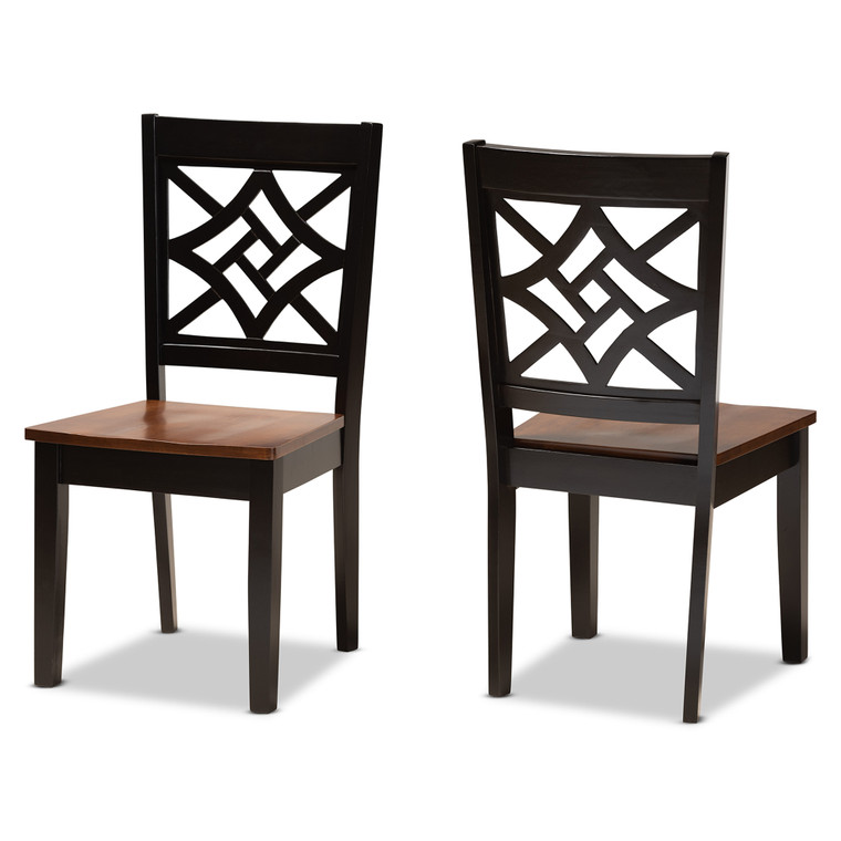 Nicoletta Todern and Contemporary Two-Tone 2-Piece Dining Chair Set | Stellan Brown/Walnut Brown