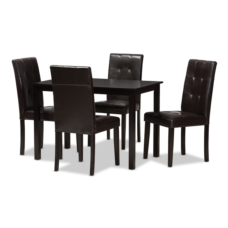 Yreva Todern and Contemporary Faux Leather Upholstered 5-Piece Dining Set | Stellan Brown