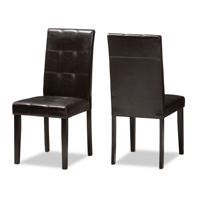 Yreva Todern and Contemporary Faux Leather Upholstered Dining Chair | Set of 2 | Stellan Brown