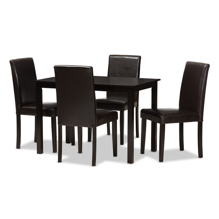Aim Todern and Contemporary Faux Leather Upholstered 5-Piece Dining Set | Stellan Brown