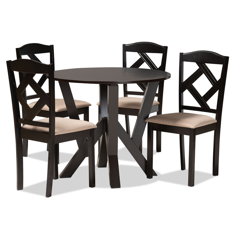 Onair Fabric Upholstered 5-Piece Dining Set | Sand/Stellan Brown