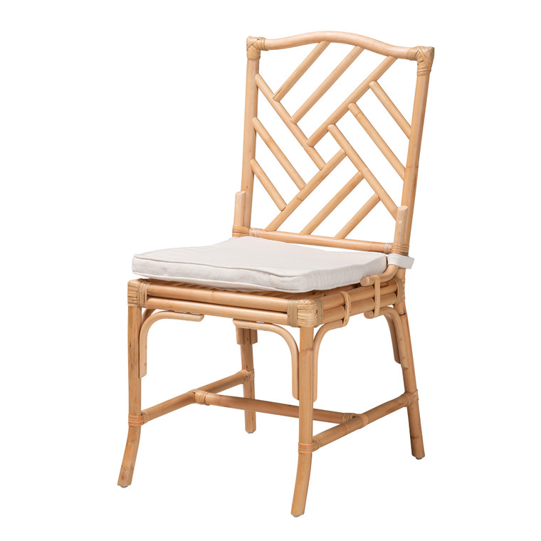 Oir Modern Bohemian Rattan Dining Chair | White/Natural Brown
