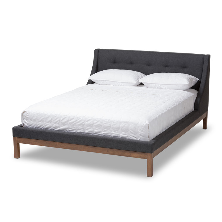 Louve Modern and Contemporary Fabric Upholstered Sized Platform Bed