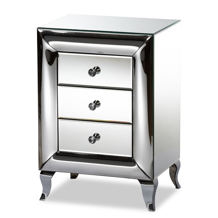 Ulinep Contemporary Glam and Luxe End Table | Mirrored