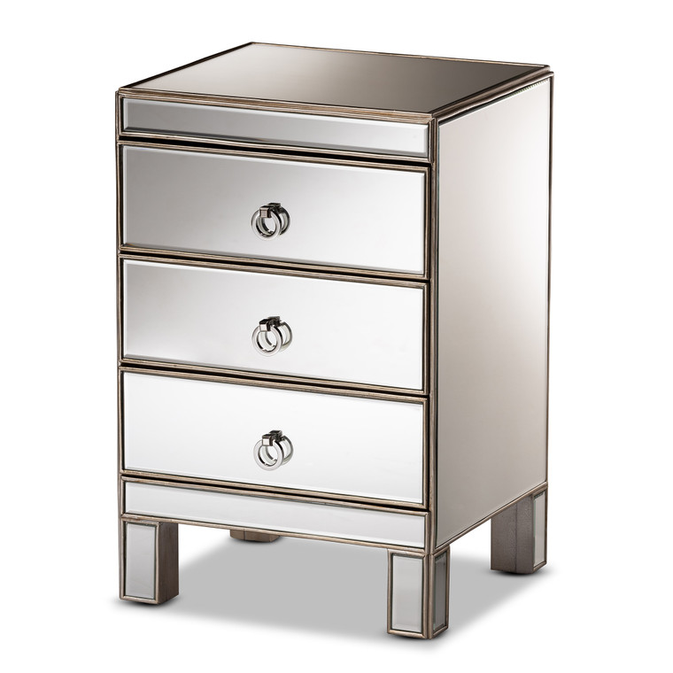 Wane Contemporary Glam and Luxe Mirrored End Table | Mirror/Silver