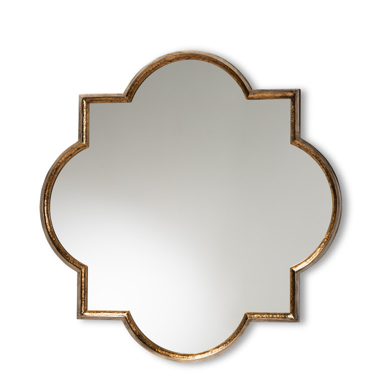 Anatia Vintage Antique Bronze Quatrefoil Accent Wall Mirror | Bronze/Gold