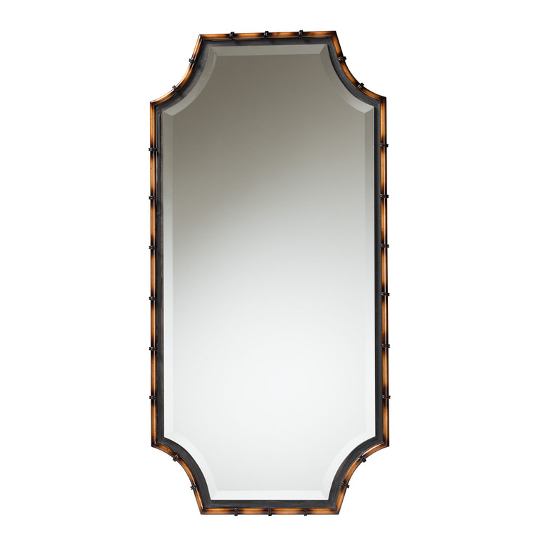 Oakly Rustic Glam and Luxe Two-Tone Light and Accent Wall Mirror | Light Brown/Black