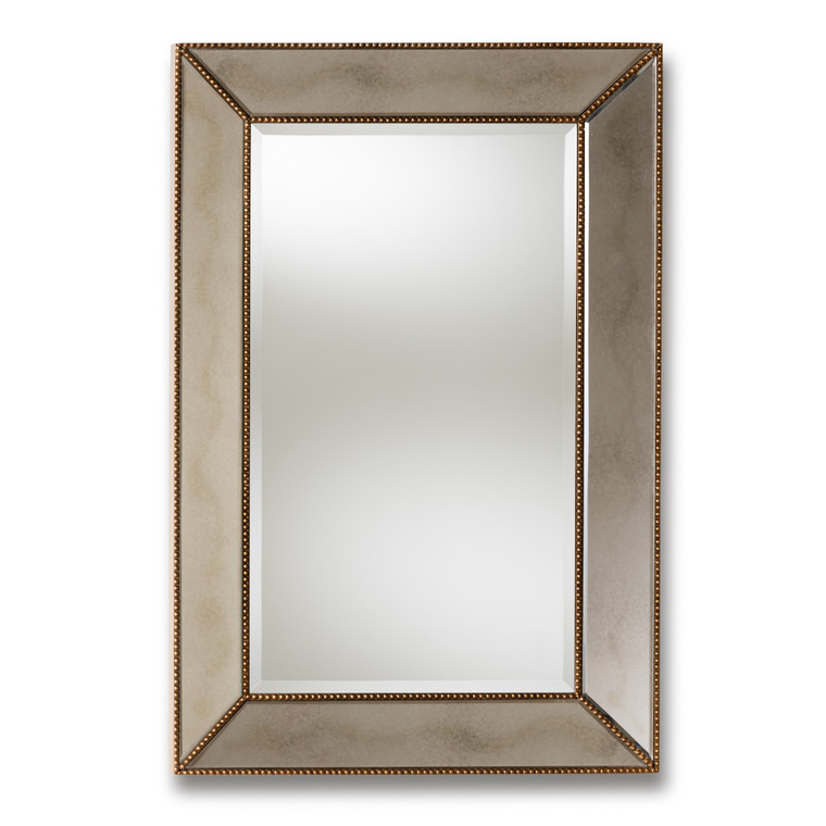 Nevara Todern and Contemporary Rectangular Accent Wall Mirror | Antique Gold