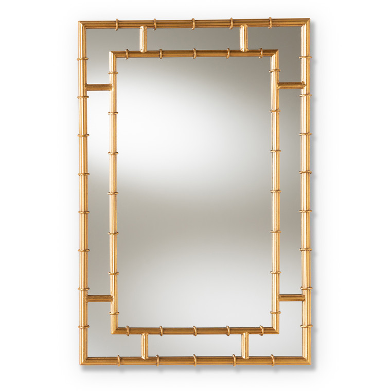 Bamboo Todern and Contemporary Bamboo Accent Wall Mirror | Antique Gold