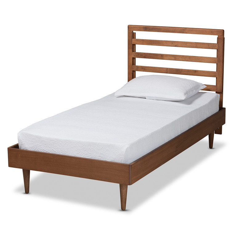 Ory Tid-Century Todern Transitional Platform Bed | Walnut Brown