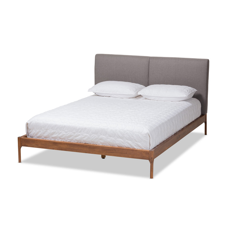 Kerensa Mid-Century Modern Fabric Upholstered Platform Bed